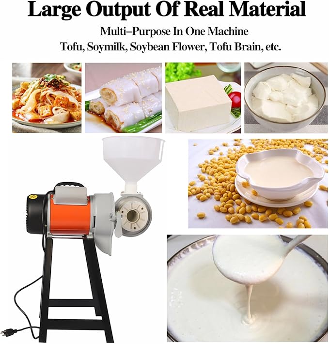 Electric Grain Mill Grinder, Flour Mill, 110V 2200W Commercial Corn Grinder Machine Feed Mill Wheat Grinder, Flour Mill Cereals Grinder with Funnel (Wet Grinder)