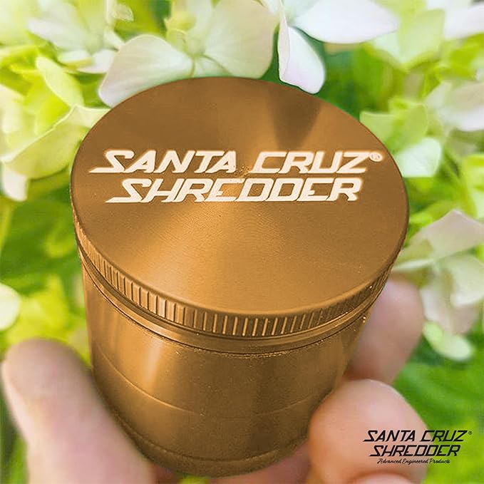 Santa Cruz Shredder Metal Spice Grinder Knurled Top for Stronger Grip 3-Piece Medium 2.2" (Gold)