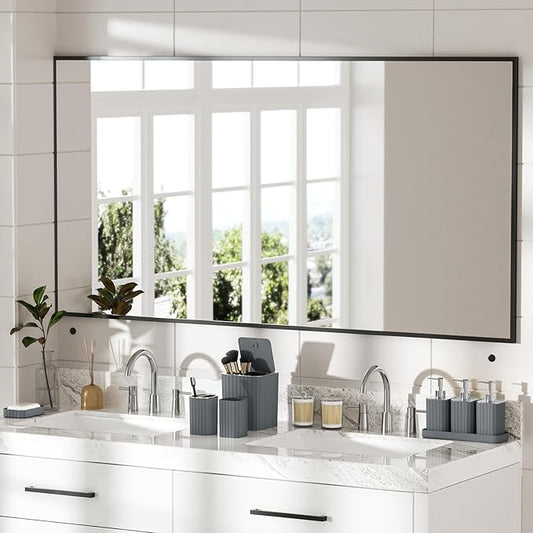 Bathroom Accessory Set - Bathroom Set, 12PC Bathroom Accessories Set, Grey Bathroom Accessories Set, Mini Trash Can, Toilet Brush, Trash Can & Soap Dispenser