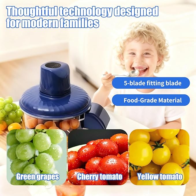 Electric Grape Peeler Machine, Automatic Multi-Functional Garlic Peeler Machine for Fruit, Tomato, Cherry, Potato, and Vegetables Efficient Kitchen Gadgets with Large Capacity Container, Blue
