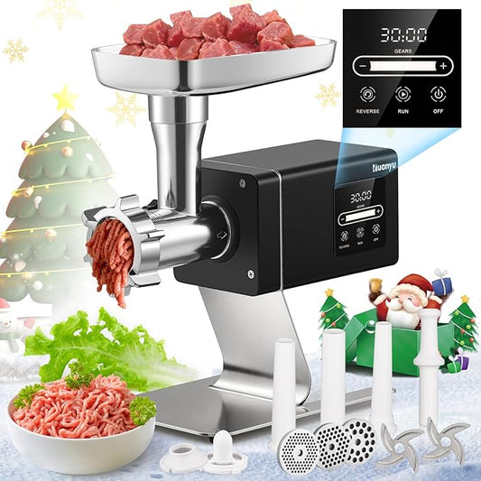 Huanyu Commercial Heavy Duty Meat Grinder - 1.3HP Bone Grinder for Pet Food, Stainless Steel with Touchscreen, Effortless Meat & Bone Processing, #12