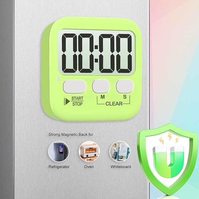 Antonki 2 Pack Digital Timer for Kids, Magnetic Countdown Kitchen Timers for Cooking, Egg, Classroom, Teacher, Exercise, Study, Oven - Battery Included