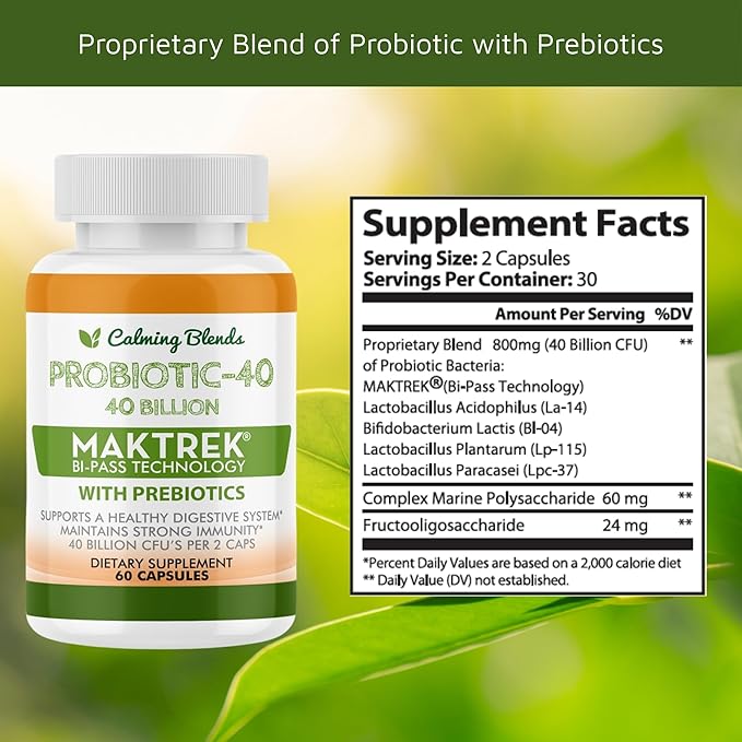 Probiotic, 40 Billion CFU, Bi-Pass Delivery System for Maximum Effectiveness, Shelf Stable, 60 Vegetable Capsules