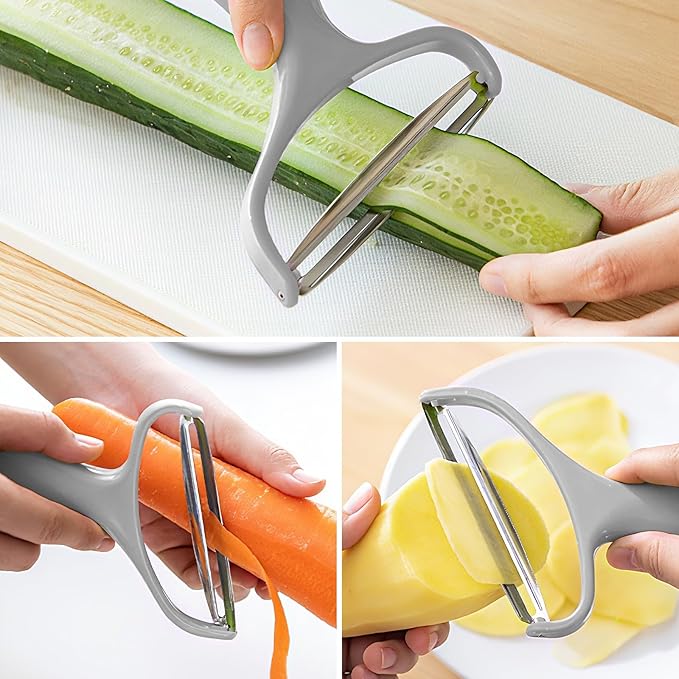 Upgrade 2 pack Veggie cabbage shredder for coleslaw stainless steel cucumber carrot Potato peeler grater slicer,Kitchen gadgets (grey)