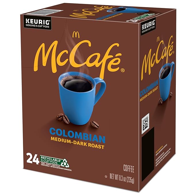 McCafe Colombian, Single Serve Coffee Keurig K-Cup Pods, Medium Roast, 96 Count (4 Packs of 24)