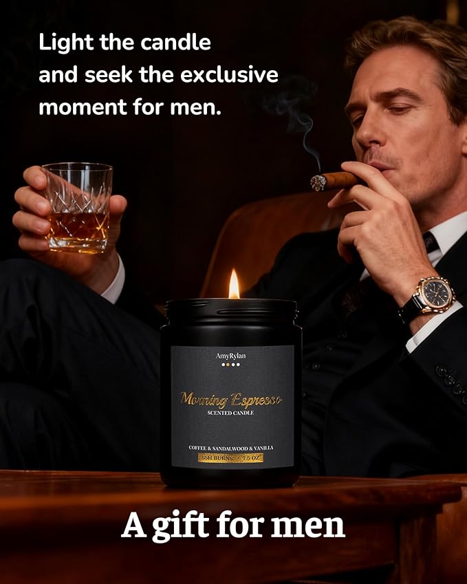Scented Candle for Home, Wooden Wick Candle for Men, Masculine Candle 30oz Soy Wax, 220 Hours of Burn Time, Aromatherapy Gift for Boyfriend, Husband, Dad, Brother, Boss, A Thoughtful Gift, Pack of 4