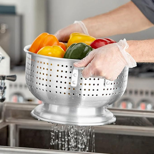 8 Qt. Aluminum Colander with Base and Handles – Heavy-Duty 16-Gauge Commercial Strainer for Pasta, Fruits, and Vegetables (1, 8 Quart)