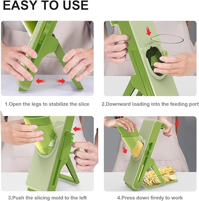 Mandoline Slicer for Kitchen, Mandoline Slicer Safe Multifunctional Dicer Adjustable Commercial Slicer Machine Stainless Steel Chopper