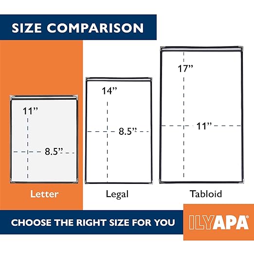 Ilyapa 30 Pack of Restaurant Menu Covers 8.5 x 11 - Single Page Cover, 2 View Sleeves - Restaurant Plastic Menu Holder - Fits 8.5 x 11 Inch Paper