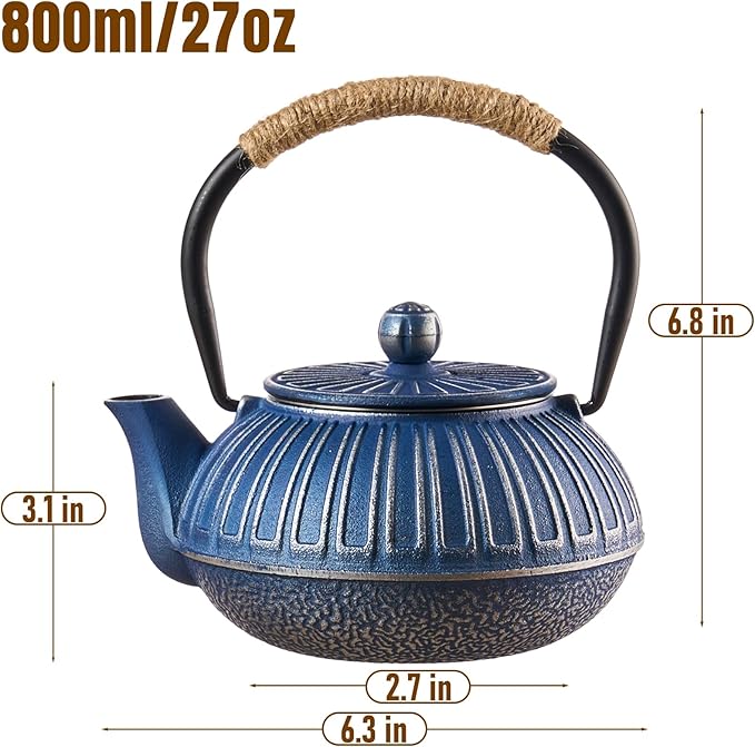 PARACITY Cast Iron Teapot Japanese 800ml/27oz, Tea Kettle Pot for Stove Top, Tea Pot with Stainless Steel Infusers for Loose Tea, Boiling Hot Water Tea, Mothers Day Gifts from Daughter/Son