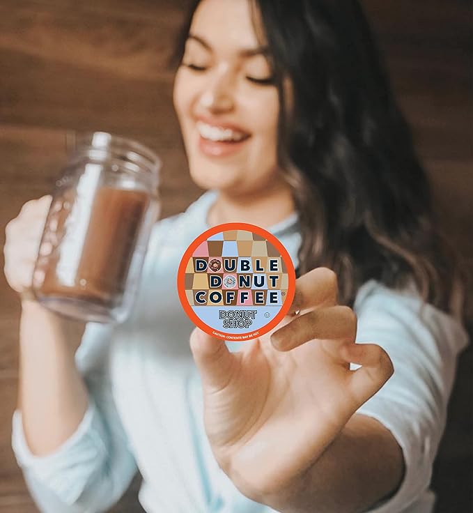 Double Donut Donut Shop Coffee Pods, Coffee Pods Donut Shop Medium Roast Blend, Single-Serve Pods for Keurig K Cup Brewer Machines, 48 Count Value Pack