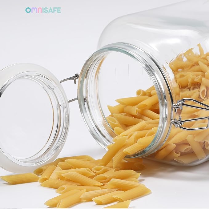 2 Pack 1 Gallon Glass Mason Jars, Super Wide Mouth Heavy Duty Jar with Airtight Lid, Large Capacity Glass Container with Silicone Gasket-Extra Tag for Kitchen (Glass Lid)