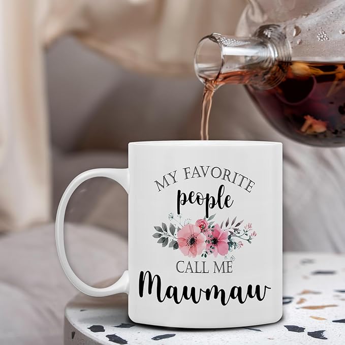 QASHWEY Mawmaw Coffee Mug, Mawmaw Gifts for Grandma, MawmawGifts from Grandkids, Mothers Day Mug Tea Cup Gifts for MamawGrandma, My Favorite People Call Me MawmawCoffee Cup Ceramic 11oz