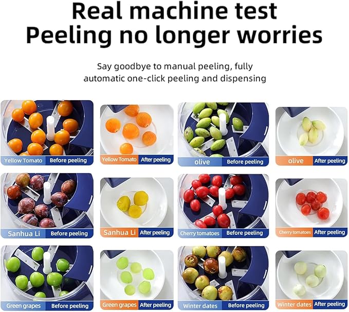 Electric Grape Peeling Machine Automatic Garlic Peeler Machine, with Storage Bag and Cleaning Tools, Rechargeable Home Kitchen Aid Peeler Small Commercial Fruit Skin Remover Tool (BLUE)