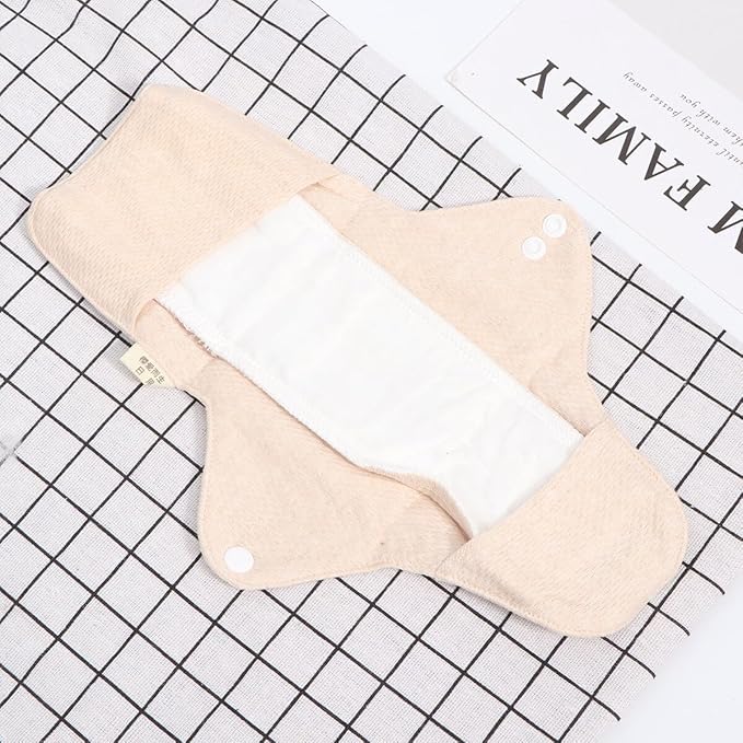 2pcs Reusable Washable Cloth Menstrual Pads for Women Soft Breathable Organic Cotton Panty Liners with Strong Absorbency Foldable Sanitary Towels for Period and Postpartum Care