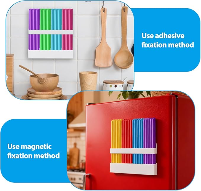 Straw Holder, Large Magnetic Straw Holder Tumbler Straws Organizer Storage Carbon Steel Material, Space-Saving Accessories Organizer Storage Dispenser, for Kitchen Counter Cupboard(White) (Detachable)