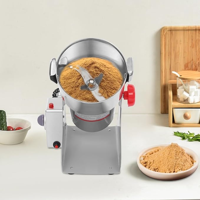 1000g Electric Grain Mill Grinder with High-pressure Cover, High Speed 3600W Commercial Grinders, Stainless Steel Machine for Dry Grains, Coffee, Corn(1000g/2.2lbs -B)