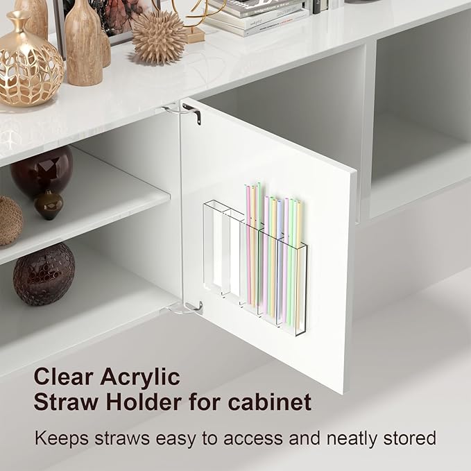 Straw Holder for Cabinet Door, Clear Acrylic Straw Holder Fits Different Lengths, Fully Enclosed Design for Neat Cabinet Organization
