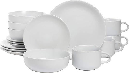 10 Strawberry Street Wazee Matte Coupe Dinnerware Pack of 16, White