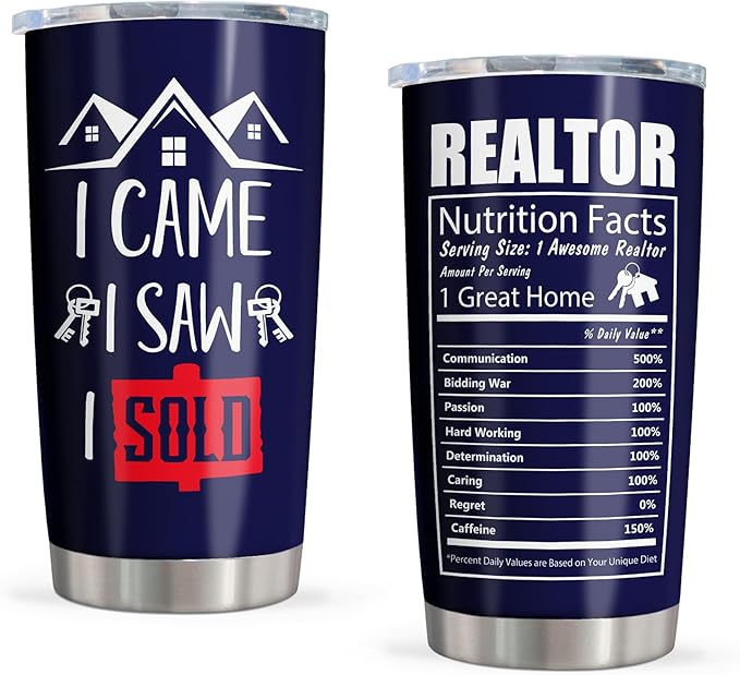 Christmas Realtor Gifts - Real Estate Agent & Closing Gifts for Women & Men, Realtor Supplies - 20oz Tumbler