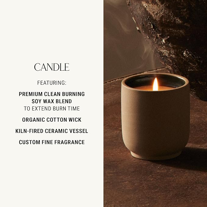 Homecourt Luxury Scented Candle, 60-Hour Burn Time, Soy Wax Blend & Organic Cotton Wick, Kiln-Fired Reusable Ceramic Vessel, Cocomoi, 8 oz