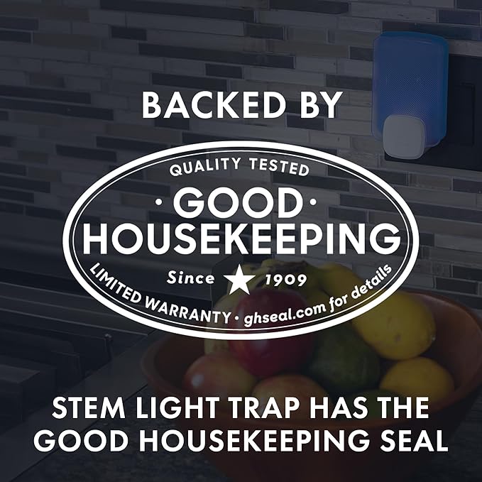STEM Insect Trap - Indoor Fruit Fly & Gnat Pest Control for House, Home and Kitchen, Attracts & Traps Flying Bugs, Soft Blue Light - Includes 1 Plug-in Device & 1 Cartridge