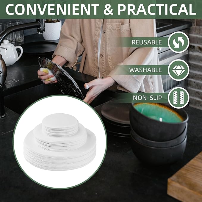 120Pcs Plate Separators Storage, Soft Felt Plate Dividers, Round Dish Storage Protectors Pads with 3 Different Size (White)