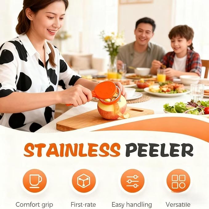 Fruit and Vegetable Peeler with Storage Box，Features a built-in catcher container and double-sided stainless steel blades，Easy to clean and store, peeler with container (Green-1pack)