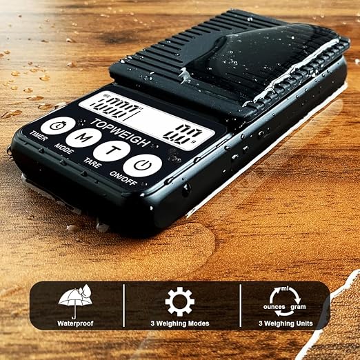 Waterproof Espresso Scale with Timer, 1000g x 0.1g, Portafilter Weighing Plate, Coffee Bean Dosing Cup, Spray Bottle, RDT Tool Set, Barista Cleaning Brushes & Batteries Included