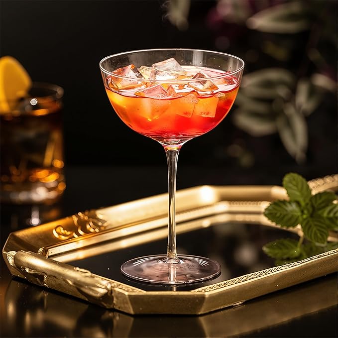 KAMMAK Martini Glasses Set of 2, 7.44 oz Clear Crystal Cocktail Glasses with Stem, Reusable Cocktail Glassware for Wedding Birthday Party, Bar, Margarita, Whiskey, Gin, Tequila, SS024