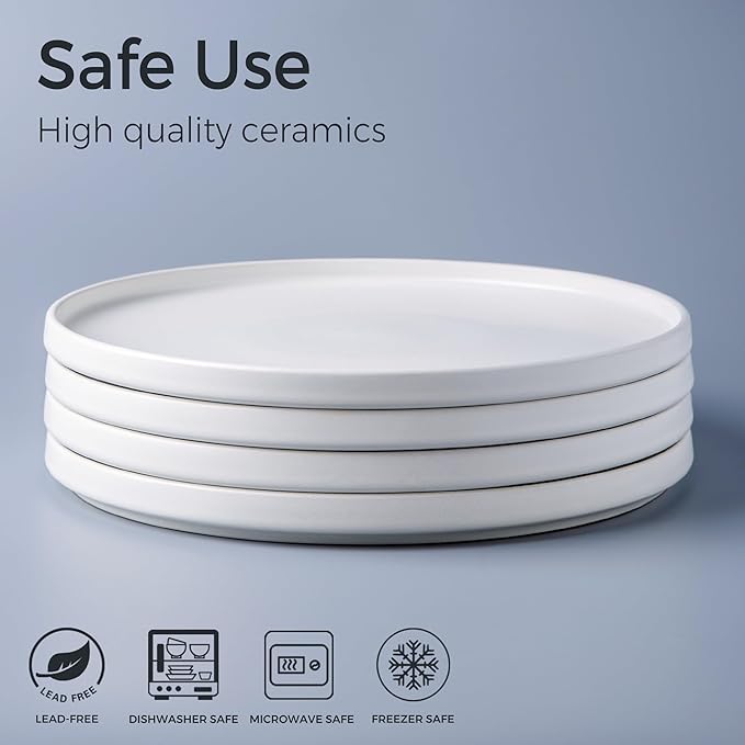 AmorArc Stoneware Dinnerware Sets for 4,Reactive Ceramic Plates and Bowls Set,Highly Chip and Crack Resistant | Dishwasher & Microwave Safe | Round Dishes Set Service for 4 (12pc)