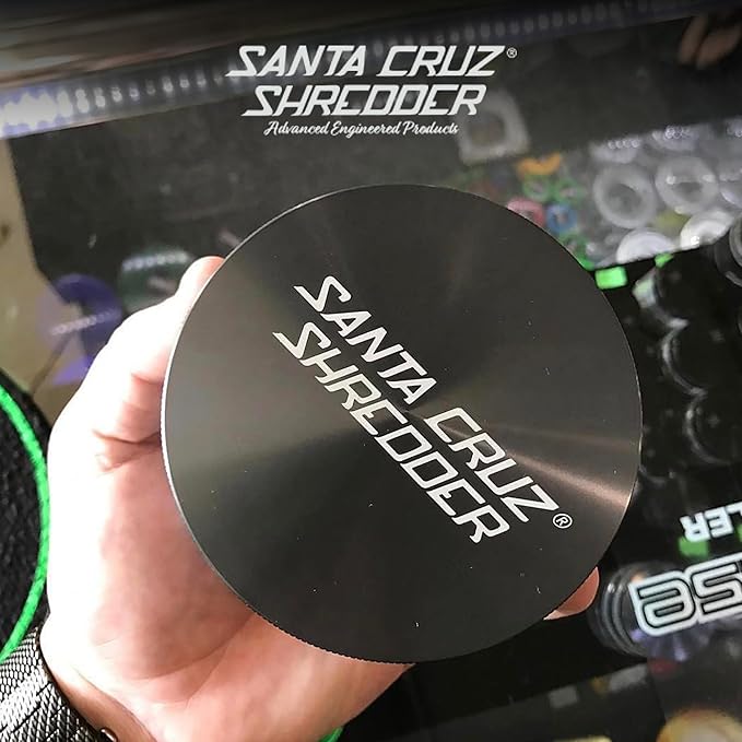 Santa Cruz Shredder Jumbo Metal Herb Grinder Knurled Top for Stronger Grip 2-Piece 4" (Black)