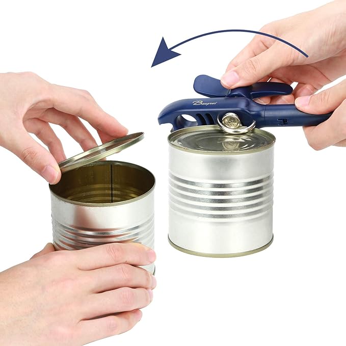 Home Kitchen Restaurant Safety Bottle Jar Wine Manual Can Opener&Bangrui Professional 4-in-1 Can Opener keeps smooth edges. With a corkscrew folded in the lever. Best Gadget for Kitchen Use (Blue)