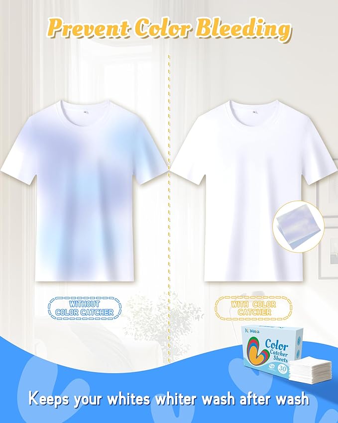 Catcher Sheets for Laundry 30 Count, Dye Catcher to Prevent Color Runs, Grabber Sheets for Home, Apartment, Dorm, Hotel