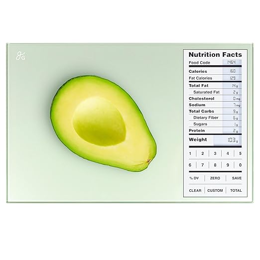 Greater Goods Digital Nutrition Scale – Accurate Macro and Calorie Tracking for Meal Prep, Weight Loss, and Healthy Eating | 2,000 Built-in Foods, Intuitive Nutrition Label Display, 11lb Cap, Green