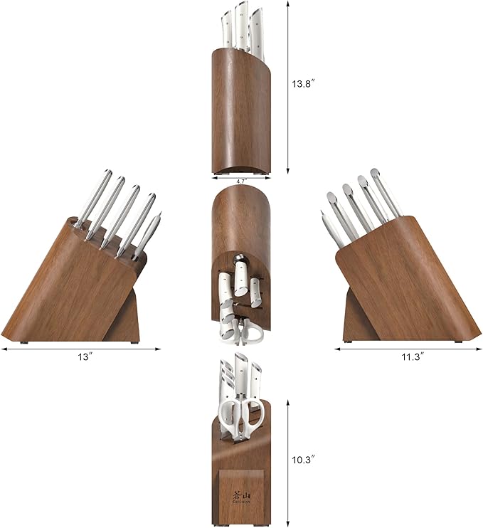Cangshan HELENA Series German Steel Forged Cleaver Knife Block Set (7-Piece, White)