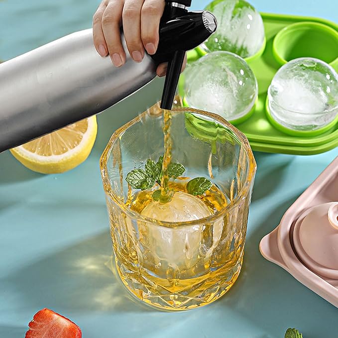 Soda Siphon Portable Sparkling Water Maker - Travel Soda Maker for Home & Outdoor, 1L Carbonating Bottle, Carbonated Water Machine for Soda Water/Cocktails, Use 8 gram CO2 Cylinders (Not Included)
