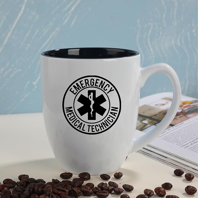 Personalized EMTs Star of Life Mugs, 16oz Custom Coffee Mug with Engraved Name & Text, Funny Gifts for Paramedics and EMTS, Christmas Birthday Gift for EMTs Emergency Nurse Friends Coworkers