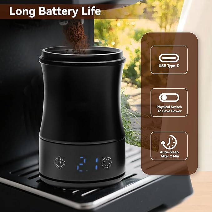 Digital Coffee Scale with Dosing Cup 2-in-1, 0.1g Precision USB-C Rechargeable Espresso Scale, IPX4 Waterproof, Multi-Purpose for 58mm Espresso Machines, Drip, French Press