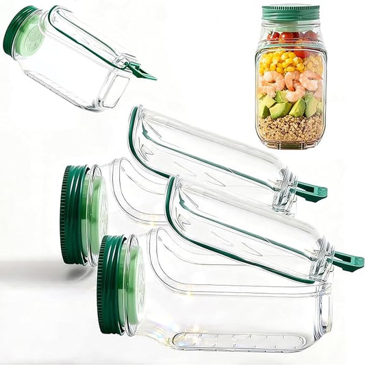 The Original Salad Pod,Original Mason Jar Side Open, Mason Jar, Jars With Lids Meal Prep,Suitable for Home, Outdoor and Travel (Salad Pod (2pcs))