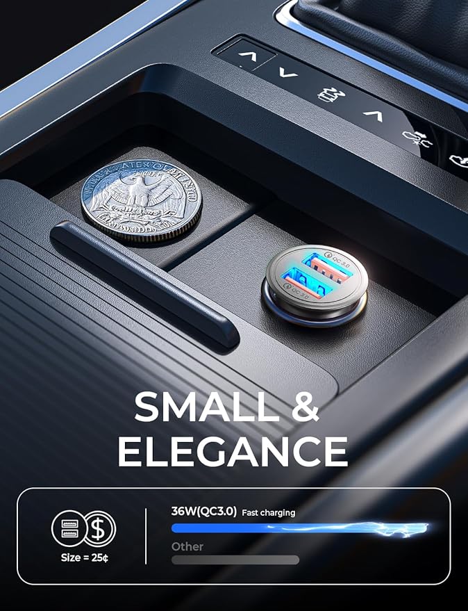 Super Fast Car Charger USB Car Charger Adapter 45W All Metal Lighter AINOPE Android USB Quick Charge for iPhone 17 Pro Max 16e 16 15 14 13 12 11pro x 8 Samsung S25 S24 S23 S22 Car Charger