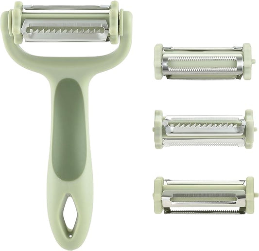 Chef’s Path Tri-Blade Y Peeler – Stainless Steel Fruit Peelers for Kitchen – Vegetable Slicer Kitchen Tools with Standard Peeler Blade, Serrated Peeler, Julienne Peeler and Pointed Blemish Remover