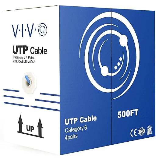 VIVO 500ft Bulk Cat6 Wire, CCA Ethernet Cable, 23 AWG, UTP Pull Box, LAN Network, Blue, CABLE-V006B