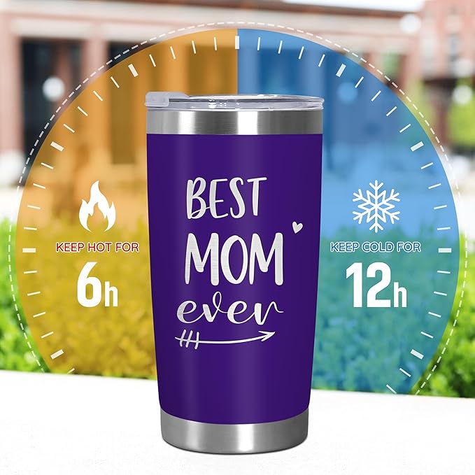 TEEZWONDER Mom Birthday Gifts from Daughter Son - 20 oz Stainless Steel Insulated Coffee Tumbler with Lid - Birthday Gifts for Mom, Mama Gift Ideas, Gift for Mother in Law Stepmom