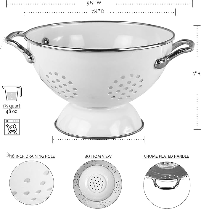 Calypso Basics by Reston Lloyd Powder Coated Enameled Colander, 1.5 Quart, Magenta