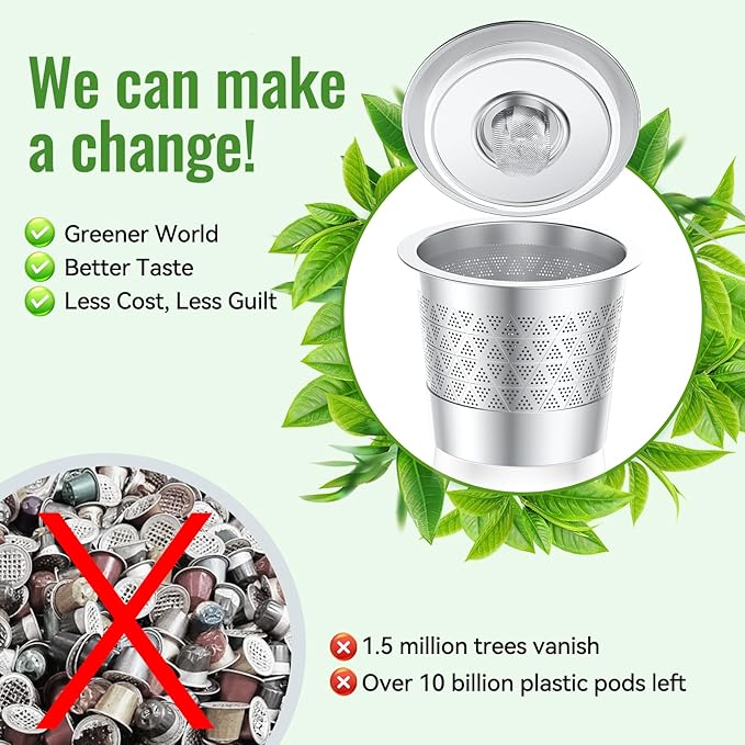 CAPMESSO Reusable K Cups for Keurig: 2026 Updated Kcup Refillable Coffee Pods - Full Stainless Steel K Cups for Keurig 1.0 Coffee Maker - Dual Mesh for Richer Coffee NO Grit, No BPA(4 Pack)