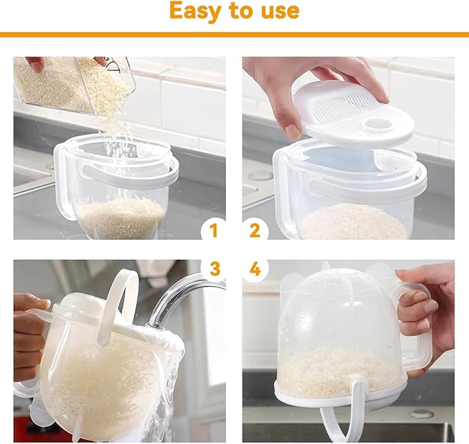 Rice Washer, Rice Cleaner Strainer Rice Washing Bowl Rice Colander Strainer with Handle for Kitchen