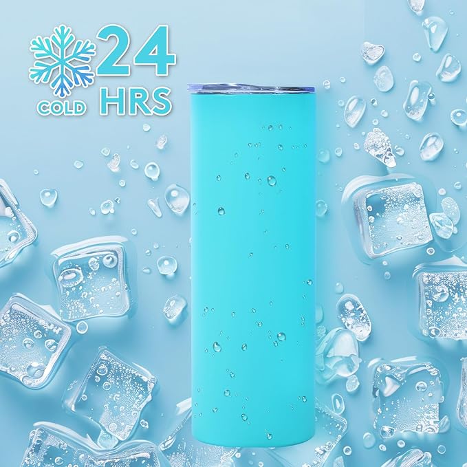 Dongni Skinny Tumbler with Lid 20 oz Stainless Steel Vacuum Insulated Double Wall Travel Coffee Water Tumblers Cup (Black 12pack)
