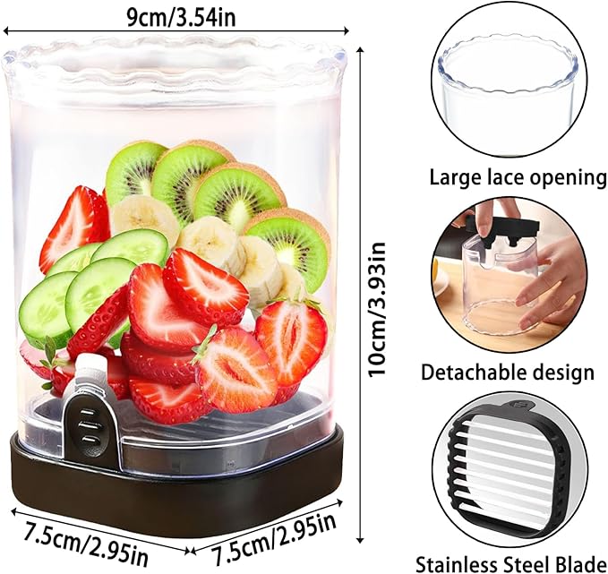 Hendiy Strawberry Slicer with Stainless Blades | Egg & Fruit Slicer Cup for Banana, Cucumber, Mushroom | ABS Detachable Kitchen Gadget - Precision Berry Cutter Tool (Black, 1-Pack)