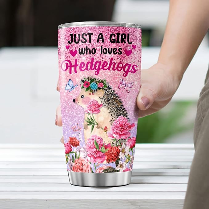 CUBICER Hedgehog Stainless Steel Tumblers Coffee Tumbler Gifts For Hedgehog Lovers Women Men On Christmas Day Mug 20 oz Travel Cup Travel Insulated Mugs Decor Kitchen Accessories
